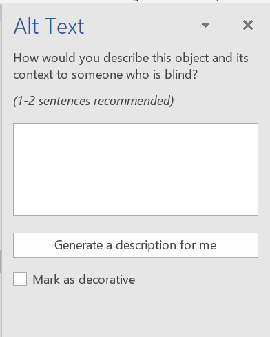 PowerPoint alt text description box