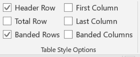 PowerPoint header row