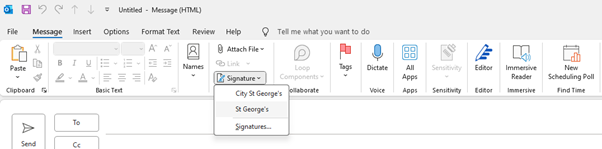 Adding a signature to an email in Outlook