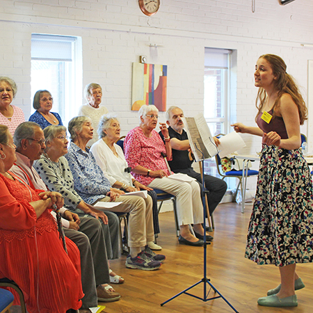 Singing for breathing group at Pulmonary rehab anniversary party
