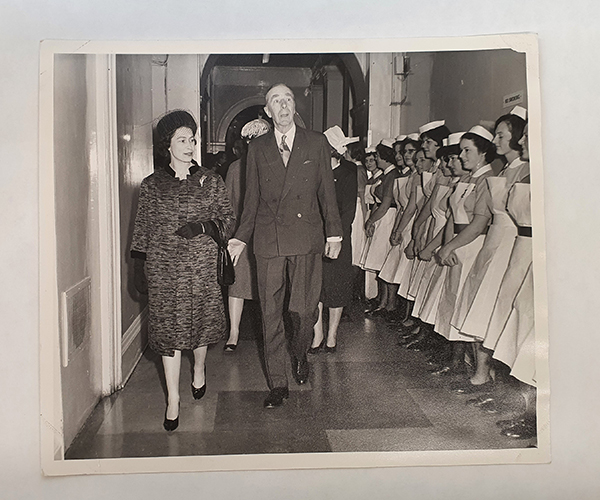 Queen Elizabeth visiting St George's in 1962 with Lord Ingleby