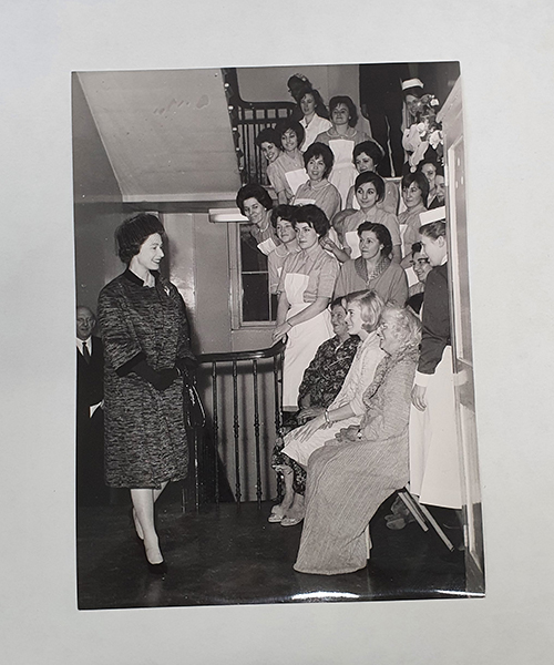 Queen Elizabeth II speaks to staff at St George's during her visit in 1962.