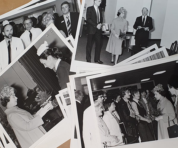 Photographs from the opening of St George's, showing Queen Elizabeth II meeting staff.